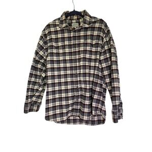 JACHS Mens Plaid Flannel‎ Long Sleeve Button Up Shirt Size Large